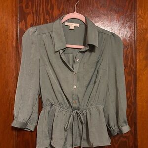 Sage Green Blouse with Tie Waist